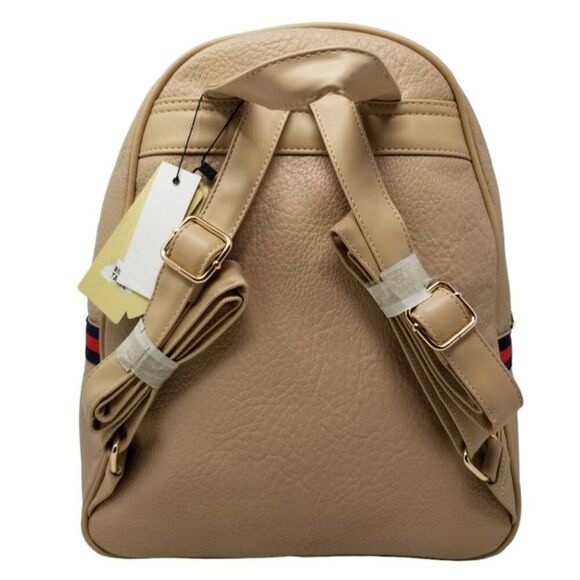 Tan Blue and red striped Large backpack purse main image 4